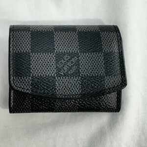 Louis Vuitton Cufflink Damier Canvas Case Pouch Holder Graphite Snap Close